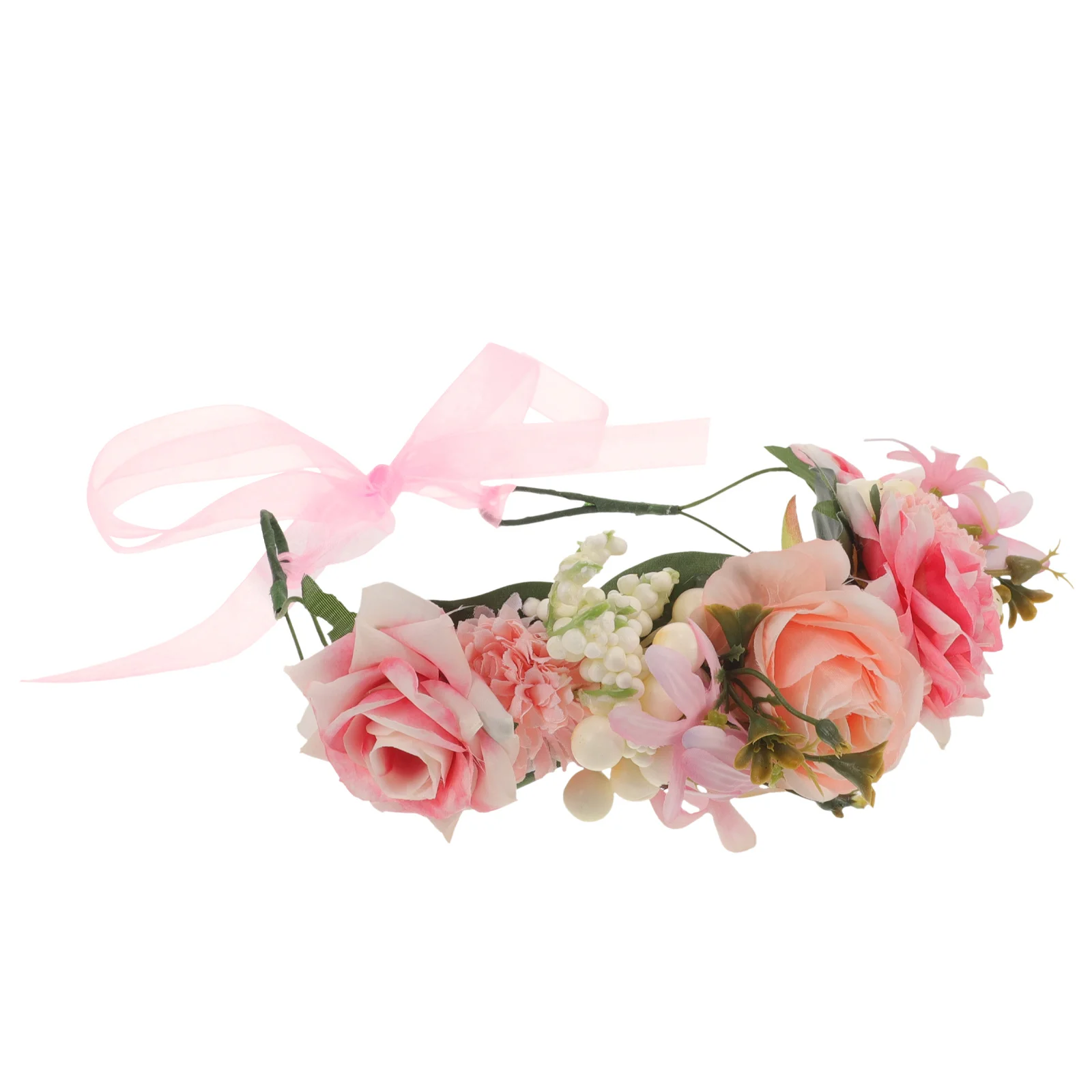 

Simulated Flower Hair Wreath Floral Crown Polyester Iron Wire Headband Festival Wedding Beach Party Hair Accessory for Women