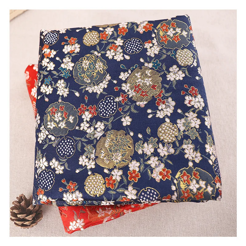 50x75cm Japanese Style Brocade Fabric Bronzing Printed Embroidered Cheongsam Children\'s Clothing Bag DIY Materials