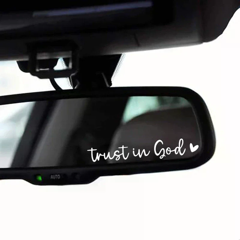 Trust In God Heart Specchietto retrovisore per auto Adesivo Decal Fede Versetto della Bibbia Chiesa cristiana Decorazione per paraurti per veicolo automatico