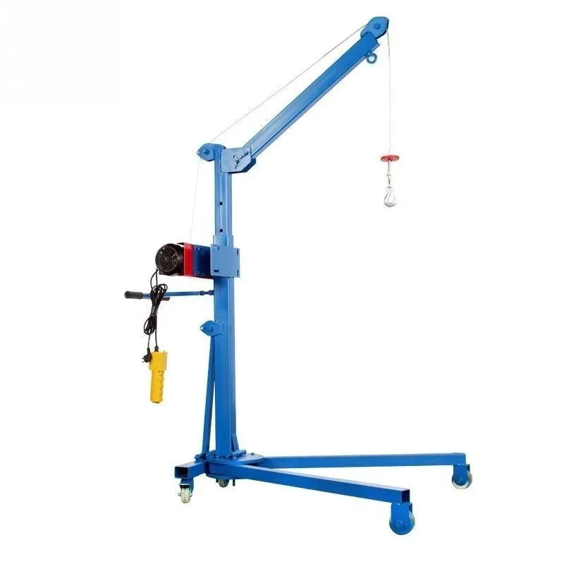 Mobile Mini Crane Electric Winch Hand Crank Foldable Lifting Hoist Vehicle Mounted Household Portable Floor Small Crane