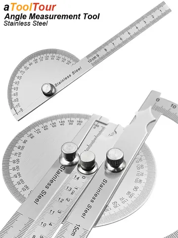 Angle Meter Measure Protractor Ruler Metal Finder 180 Degree Guage Goniometer Stainless Steel Woodworking Wood Measurement Tool
