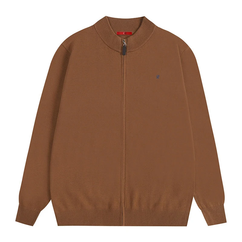 CH Herren Strickjacke mit Reißverschluss Stehkragen Langarm Casual Pullover Jacke Herbst Winter Oberbekleidung – Detail 5