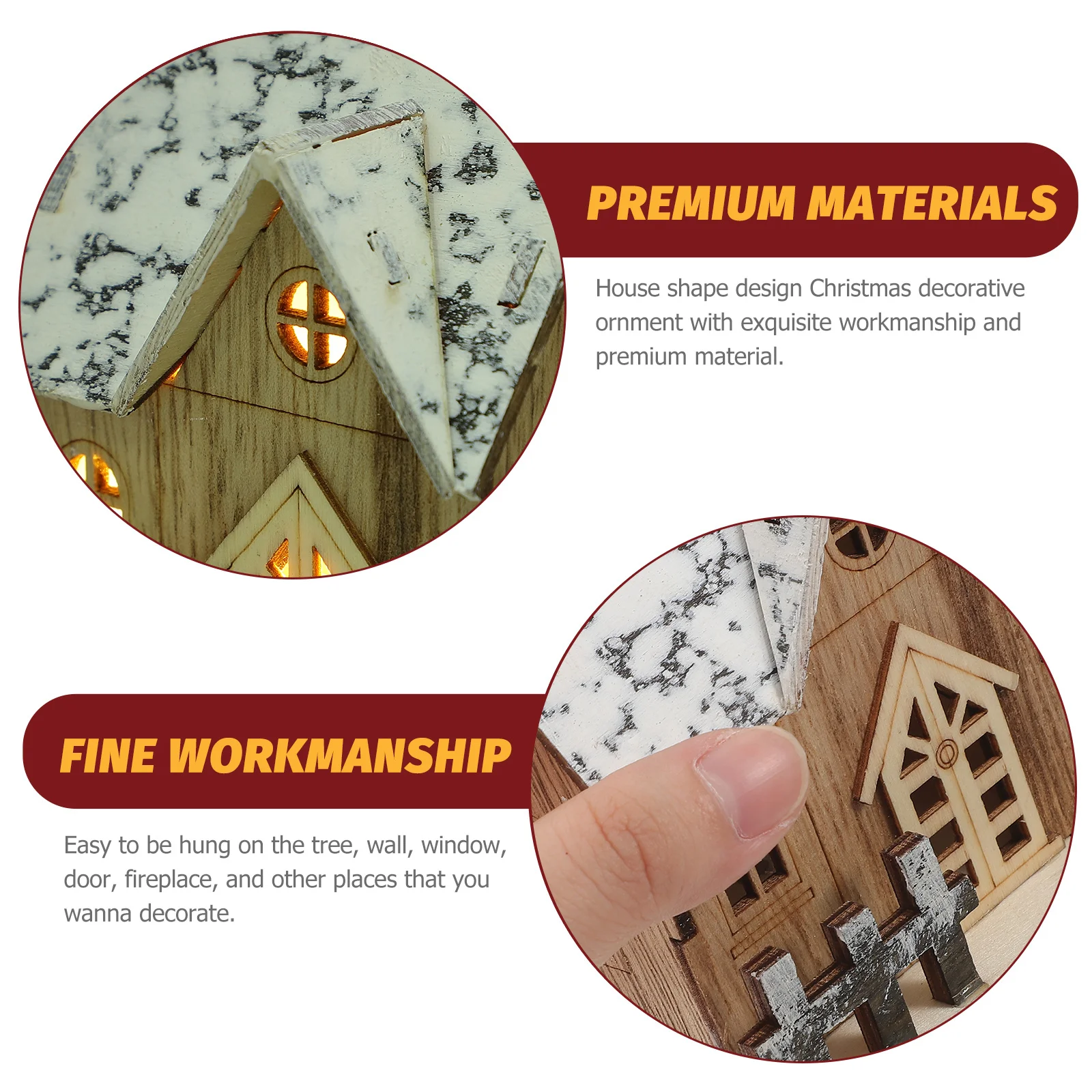 

Led Wooden Ornament Luminous Hanging Decor For Christmas Tree Xmas Decoration Wooden Cabin Desktop