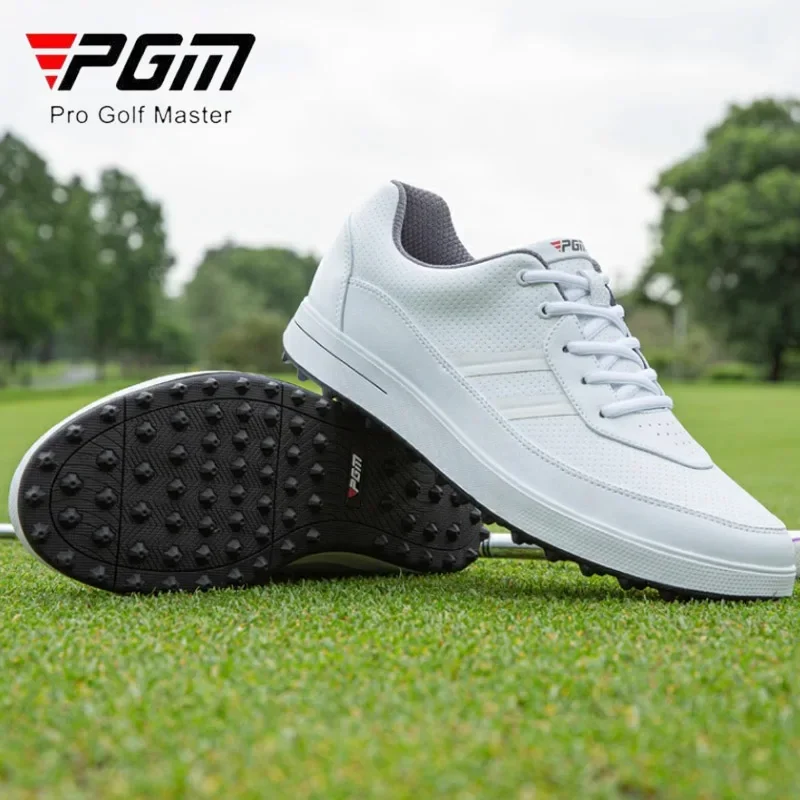 Męskie wodoodporne buty golfowe męskie antypoślizgowe kolce do golfa tenisówki męskie skóra z mikrofibry sznurowane buty sportowe obuwie treningowe