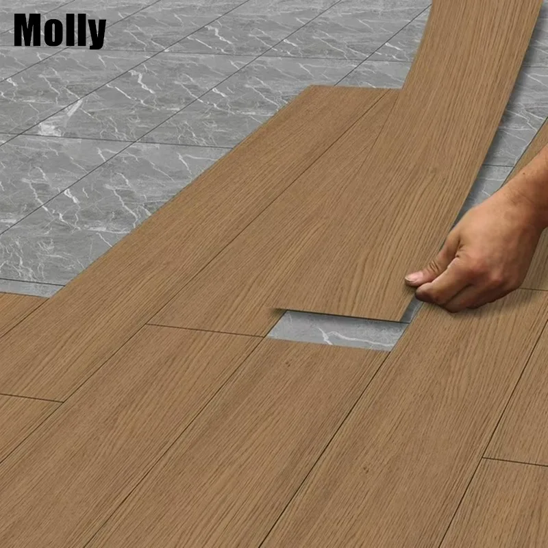 10/20/30PCS Self-Adhesive Floor Tiles Peel & Stick Wood Grain Wood Planks for Living Room Bedroom Kitchen PVC Floor Stickers