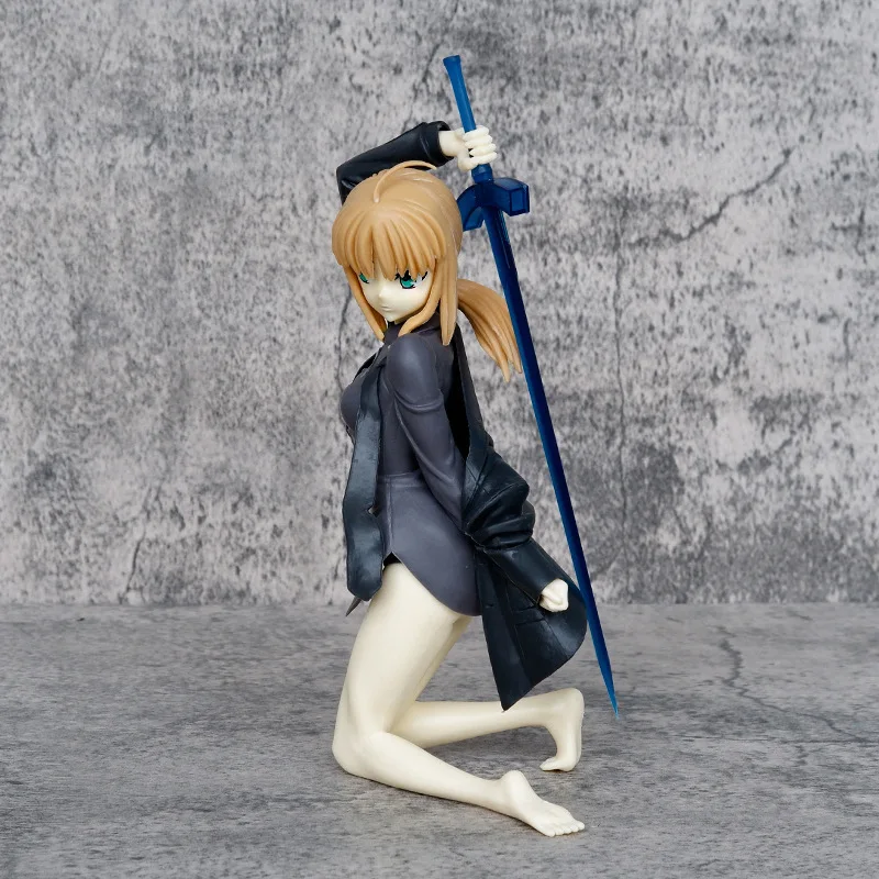 21CM Fate Stay Night Grand Order Anime Figure Artoria Pendragon Saber Alter Black Shirt PVC Action Figure Collection Toys Gift