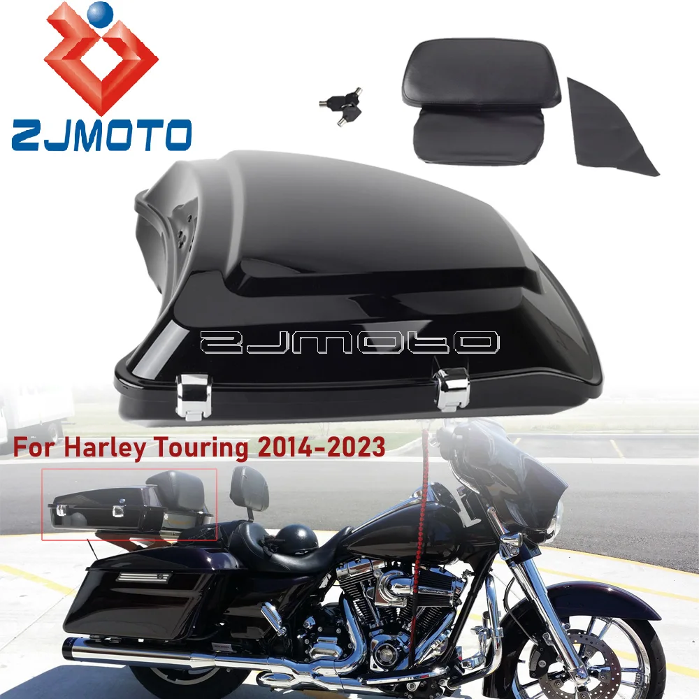 

Motorcycle Razor Pack Trunk W/ Latch Key & Backrest For Harley Touring 2014-2023 CVO Road King Electra Street Glide Special