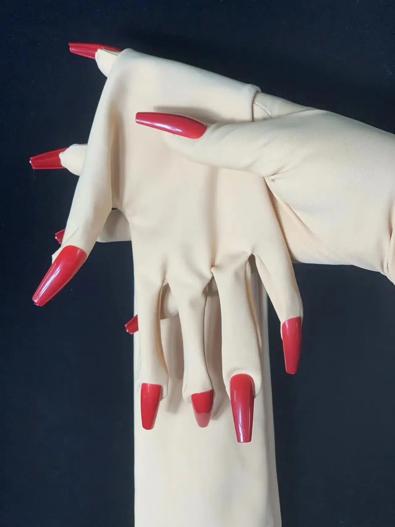 قفازات كروسدريس كوسبلاي للنساء والذكور/اللحم الوردي Kigurumi Zentai قفازات طويلة مع خدمة الأظافر #5