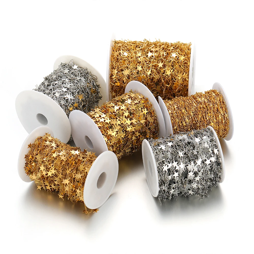 1 Meter No Fade Stainless Steel Gold Color Star Chains DIY Fashion Jewelry Making Necklace Earrings Bracelet Findings Wholesale