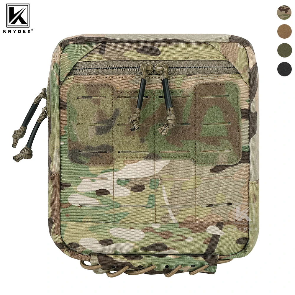 KRYDEX Tactical Admin Pouch Laser-Cut MOLLE Utility Pouch Low Profile Modular 8X7 Inch Medic EMT EDC Organizer Tool Pouch Bag