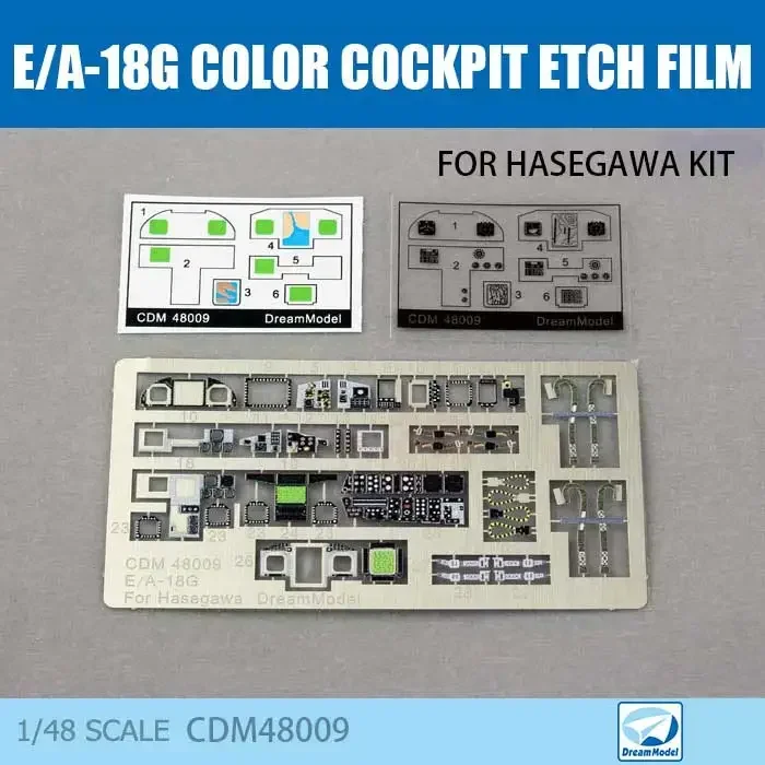 Dream Model Kolorowa folia do wytrawiania kokpitu F-14A F-15C J-11 F-16CJ E/A-18G Skala 1/48
