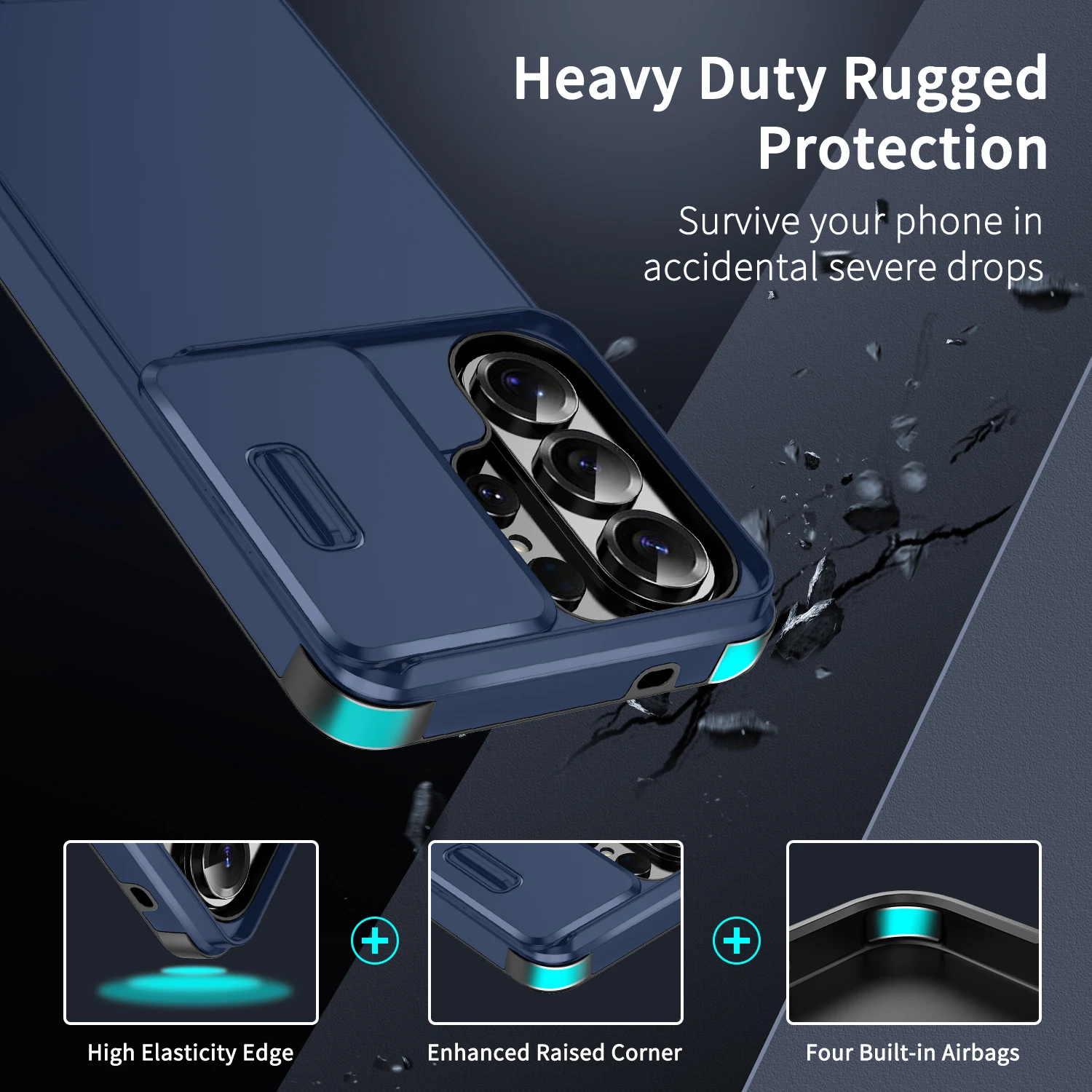 Armor Matte Phone Case For Samsung Galaxy S26 Ultra S25 S24 S23 S22 Plus FE Sliding Window Camera Protection Shockproof Cover