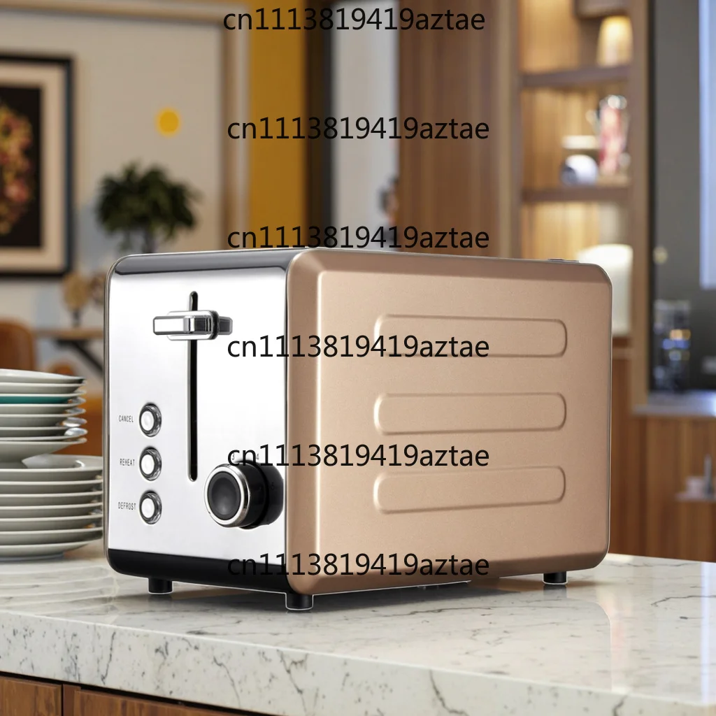 Stainless steel 2-piece home electric toaster extra-wide groove adjustable electronic baking control energy saving