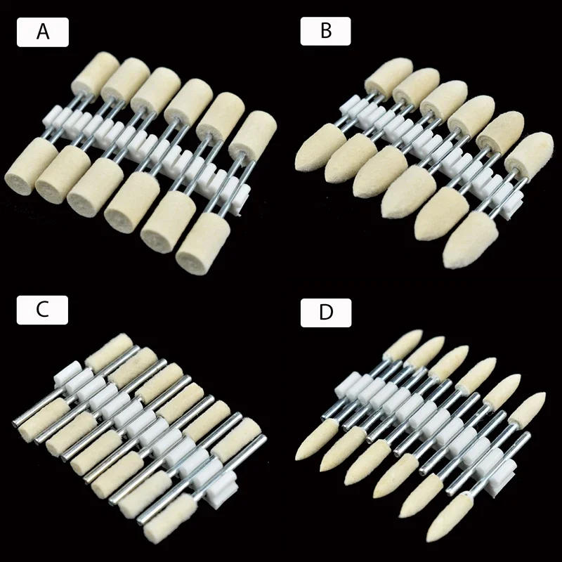 12pcs/Box Shank Set Wool Felt Bobs Mounted Point for Mould Mirror Polishing Dremel Rotary Tool