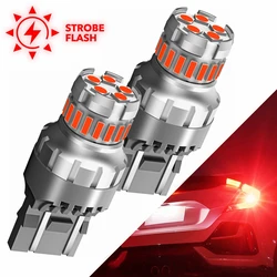 AUXITO 2x W21/5W 7443 7440 LED Bulb Strobe Flash Stop Light T20 W21W WY21W T25 3157 3156 P27/7W LED Car Brake Tail Light Red DRL