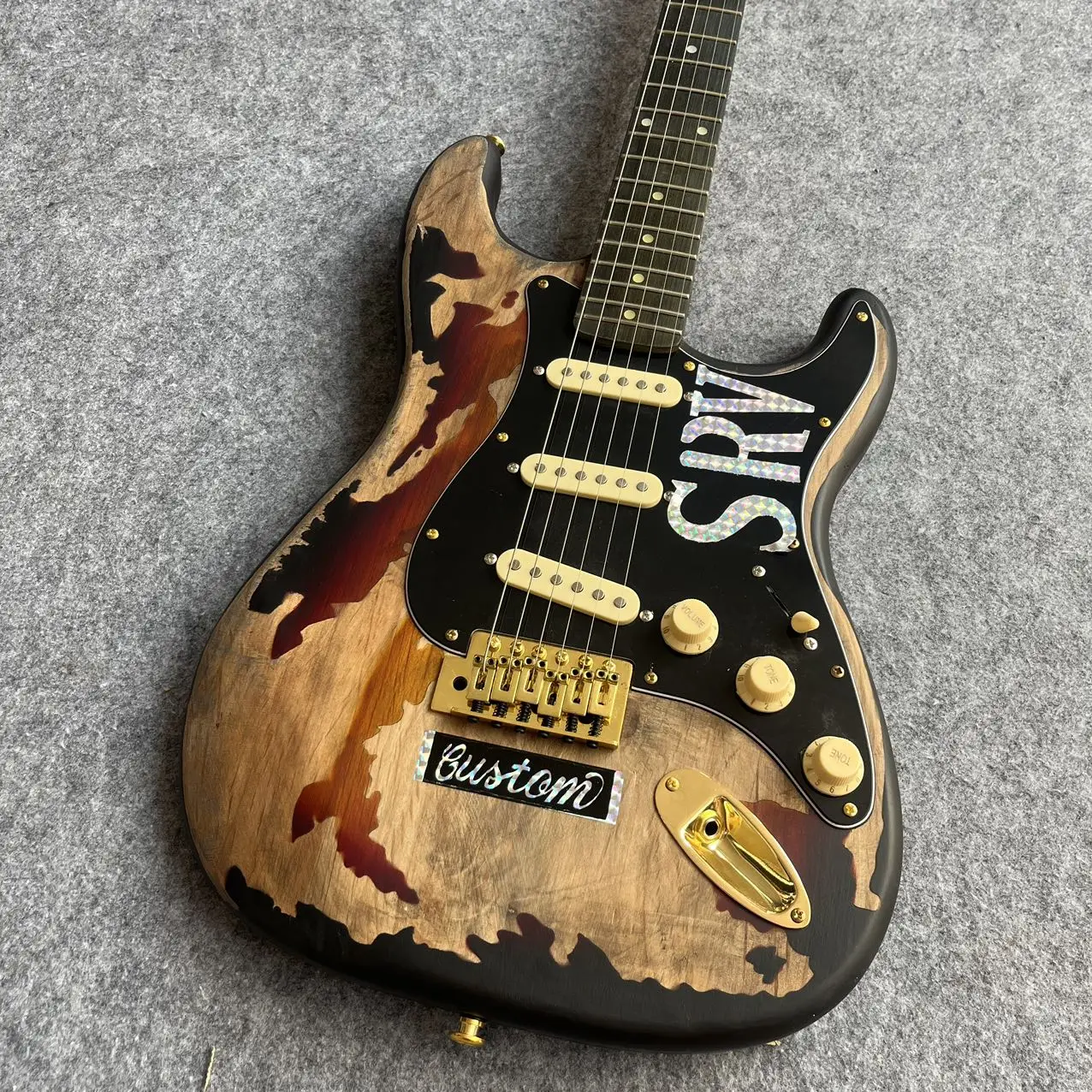 Customized Electric Guitar SRV Retro Brown Finished Product,  Fast Delivery