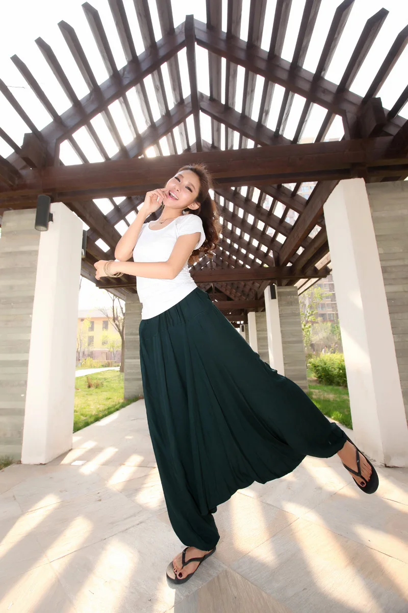 2026 Spring Women Casual Loose Harem Pants Solid Elastic Waist Summer Wide Leg Pants Plus Size Cotton Linen Trousers 4XL 5XL