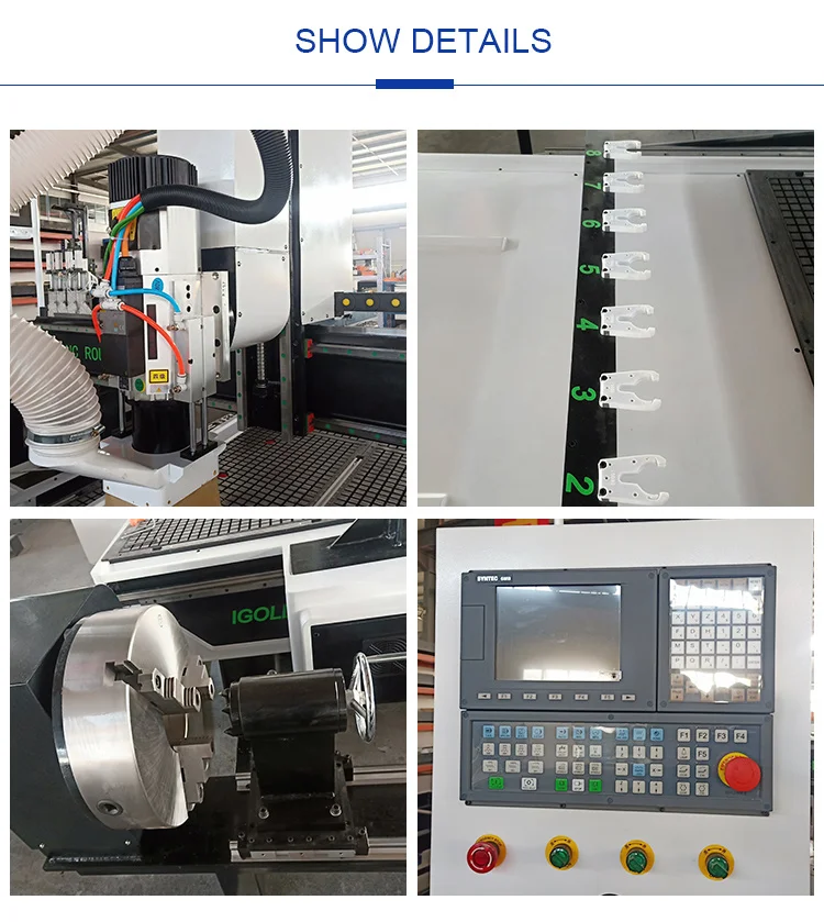 4 Axis 1530 4*8Ft Cnc Router Atc Automatic 3D Wood Carving Kitchen Cabinet Door Making Machines With Rotary Axis And Swing Head