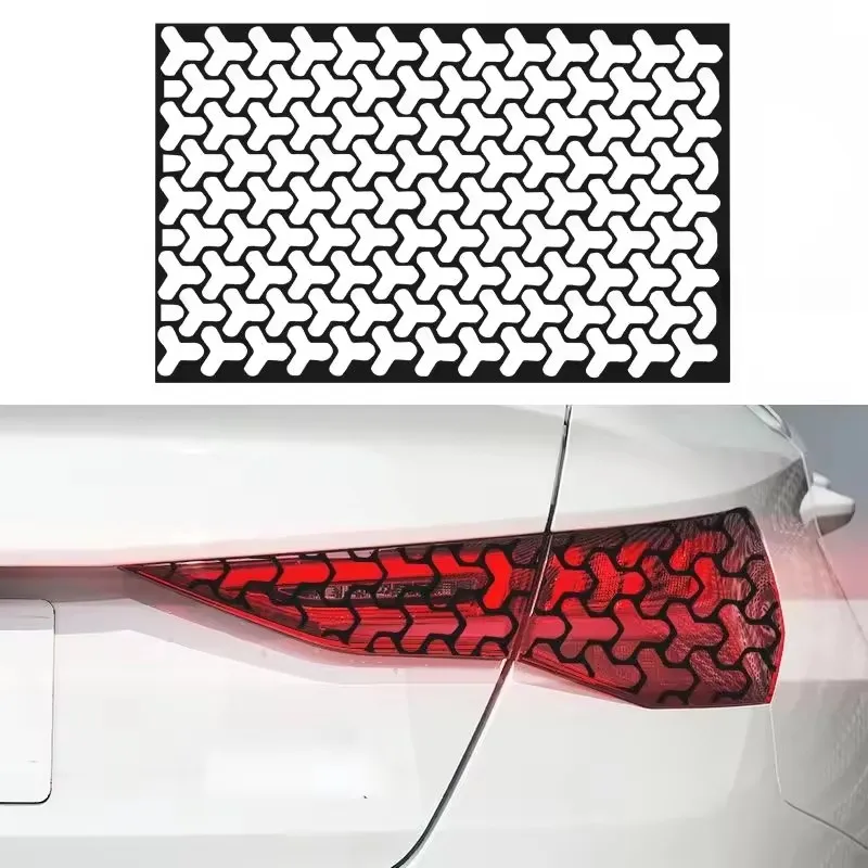 

2Pc 48*30cm Car Rear Tail Light Car Rear Tail Light Honeycomb Gaphic Stickers Hollow Auto Lamp Light Film Taillight Lamp Cover