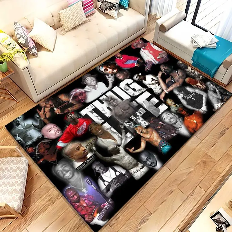 Tupac 2Pac Thug Life West Coast Rap Legend Soft Non-Slip Large Area Rug for Living Room,Bedroom Carpet Mat for Sofa,Home Decor