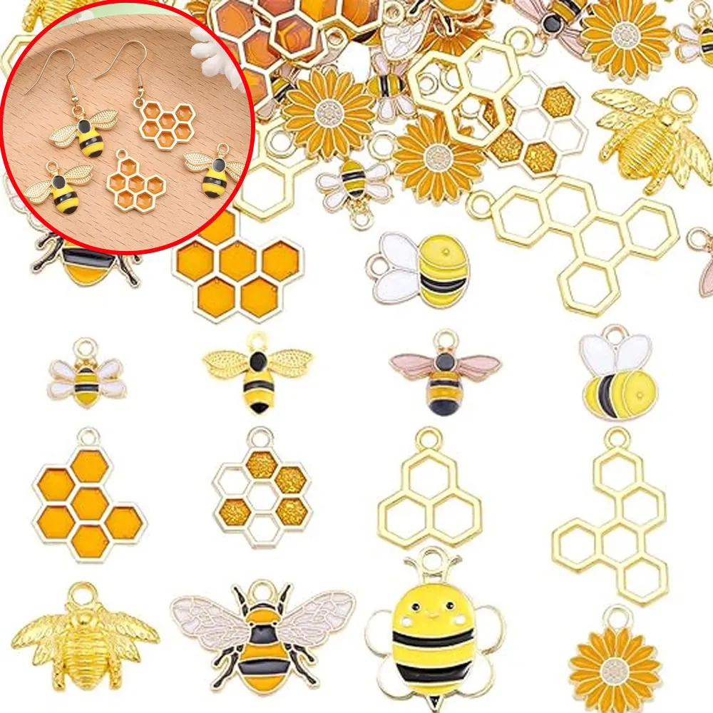 

6/26/52pcs Multicolor Bee Shaped Decorative PendantsDIY EarringJewelry Making,for Honey Bee Day Valentine's Day Gift Accessories