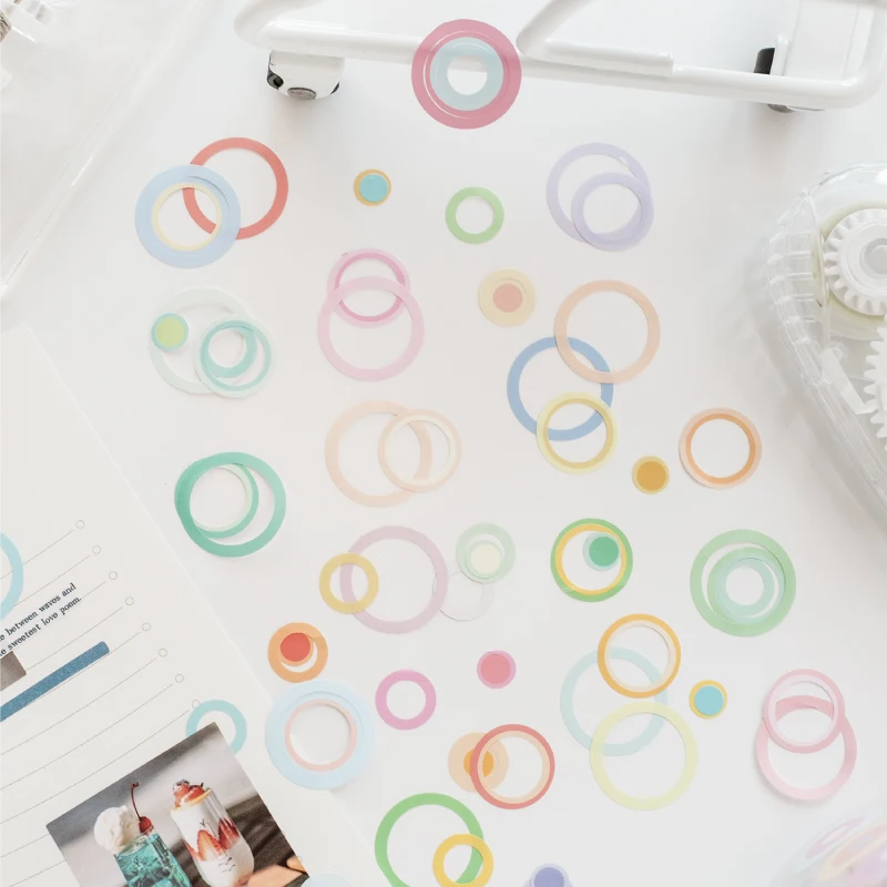 6.2cmx2m Color Echo Tape Stickers Cute Candy Loop Masking Tape for Collage Junk Journal Scrapbook Mobile Stationery