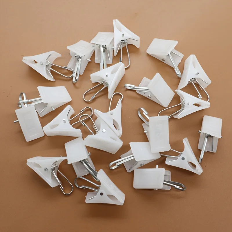 100pcs White Plastic Clips for Curtains & Underwear - Strong Grip Snap Fasteners, Bedding Accessories