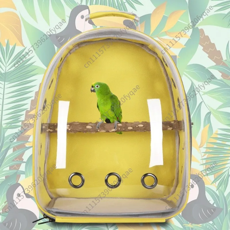 Parrot Travel Backpack, Transparent Large Bird Carrier, Portable Pet Bag for Cat & Bird