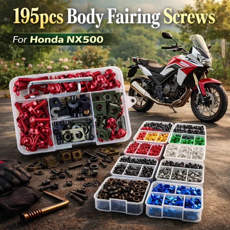 195pcs Motorcycle Fairing Bolts Body Screws Nuts For Honda NX500 NX 500 2023 2024 2025 NX400 CB500X CB 500X Kit Aluminum CNC Set