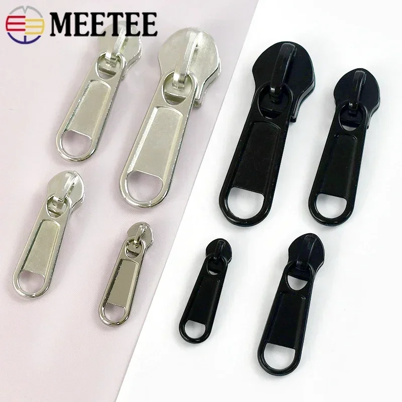 10Pcs 3# 5# 8# 10# Zipper Sliders for Nylon Zips Black Silver Zippers Slider Pull Luggage Zip Tape Puller Lock Head Accessories