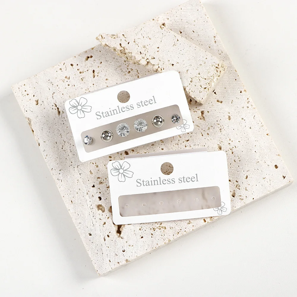 6 Holes PVC Waterproof Packing Cardboard For Stainless Steel Jewelry Ear Stud Card Plastic Hanging Display Card DIY Supplies