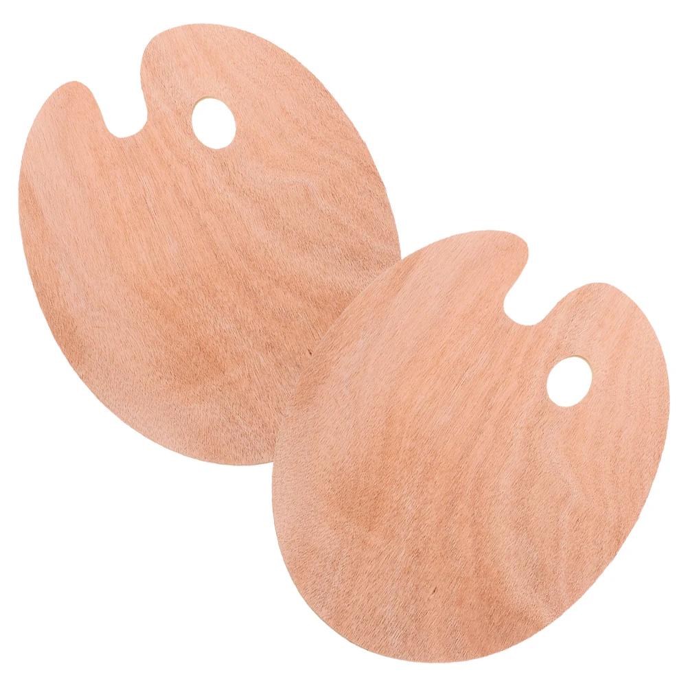 

2pcs Oil Paint Palette Oval Wood Color Mixing Tray Vintage Frames Watercolor Paint Plate Durable Wood Ergonomic Thumb Hole Art