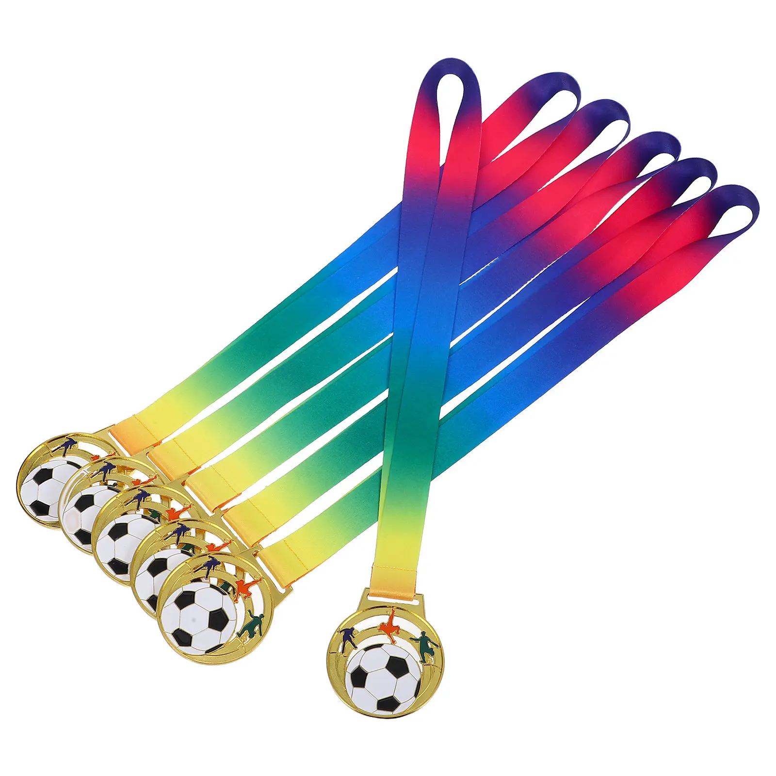 

Набор из 6 медалей из сплава для победителей: футбольные, спортивные, для детей, с полым дизайном, металлические награды за участие в играх