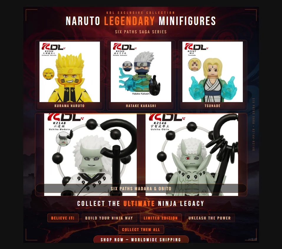 Model Kit Ninja - Naruto Shippuden Building Block Minifigures Anime