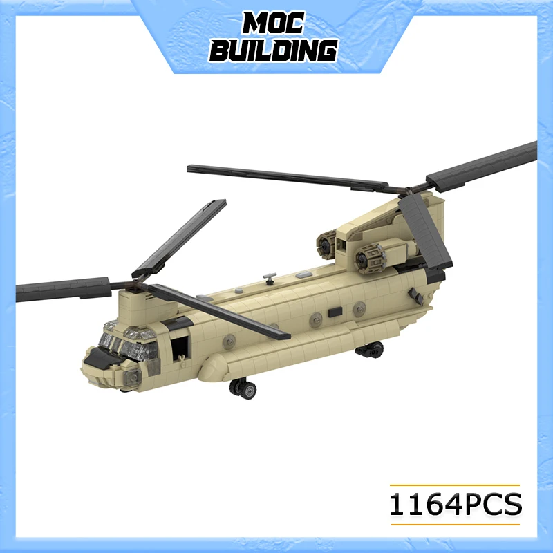 

MOC Building Block Collection CH-47 Chinook Aircraft Model Technology Militarization Series Bricks DIY Assembled Toy Holiday