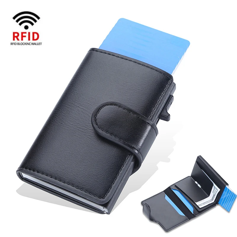 Rfid Card Holder Wallets Men Slim Thin Mini Bank Credit Cardholder Case Black Magic Trifold Minimalist Smart Wallet Porte Carte