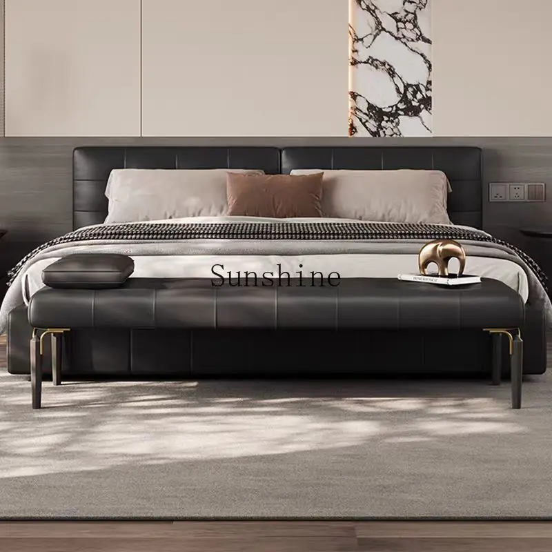 Italian minimalist front stool leather high-end bedside cloakroom bench