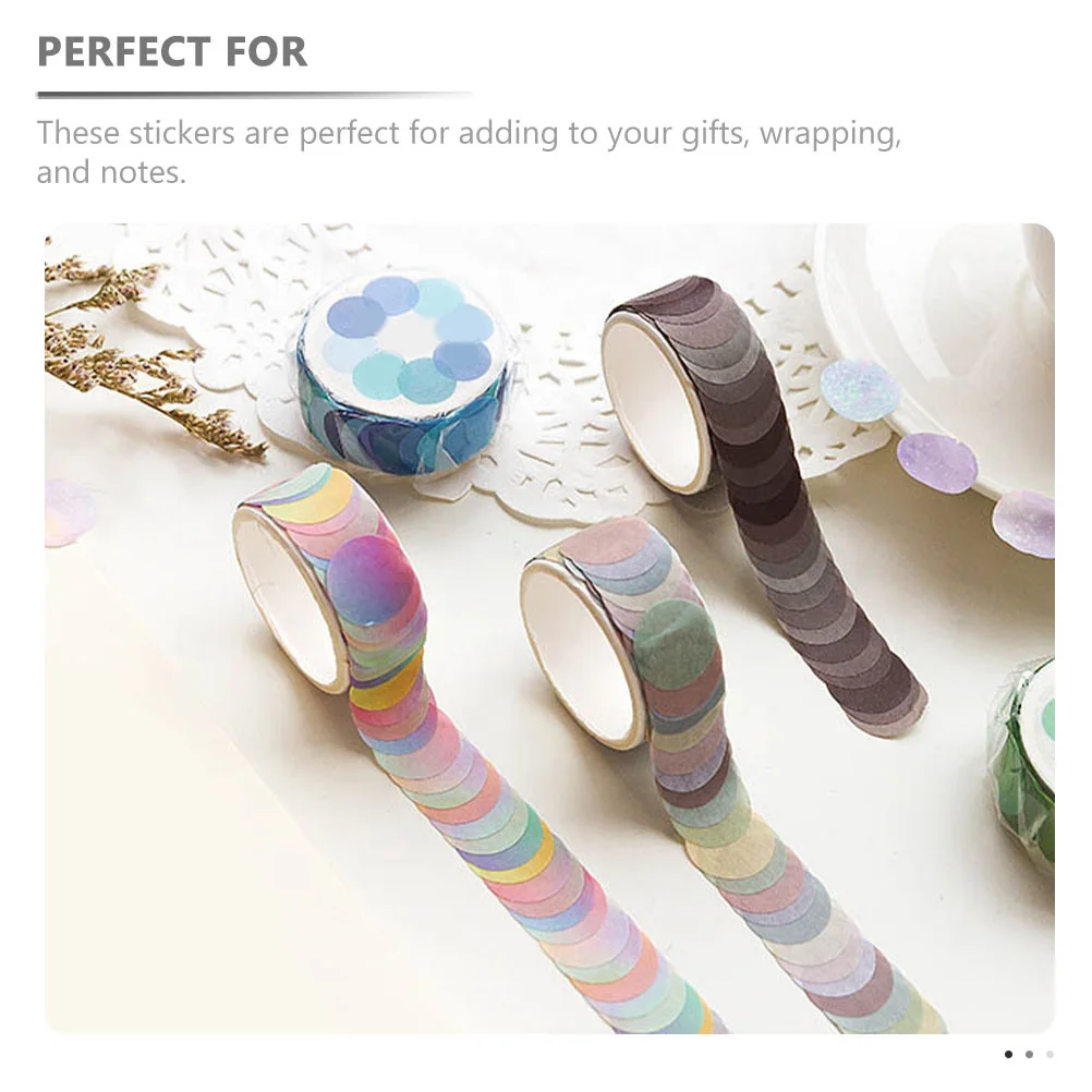 

8 Rolls Mixed Style Decorative Dot Stickers Delicate Scrapbook Multi-Function Round Adhesive Sealing Labels For Gift Bags