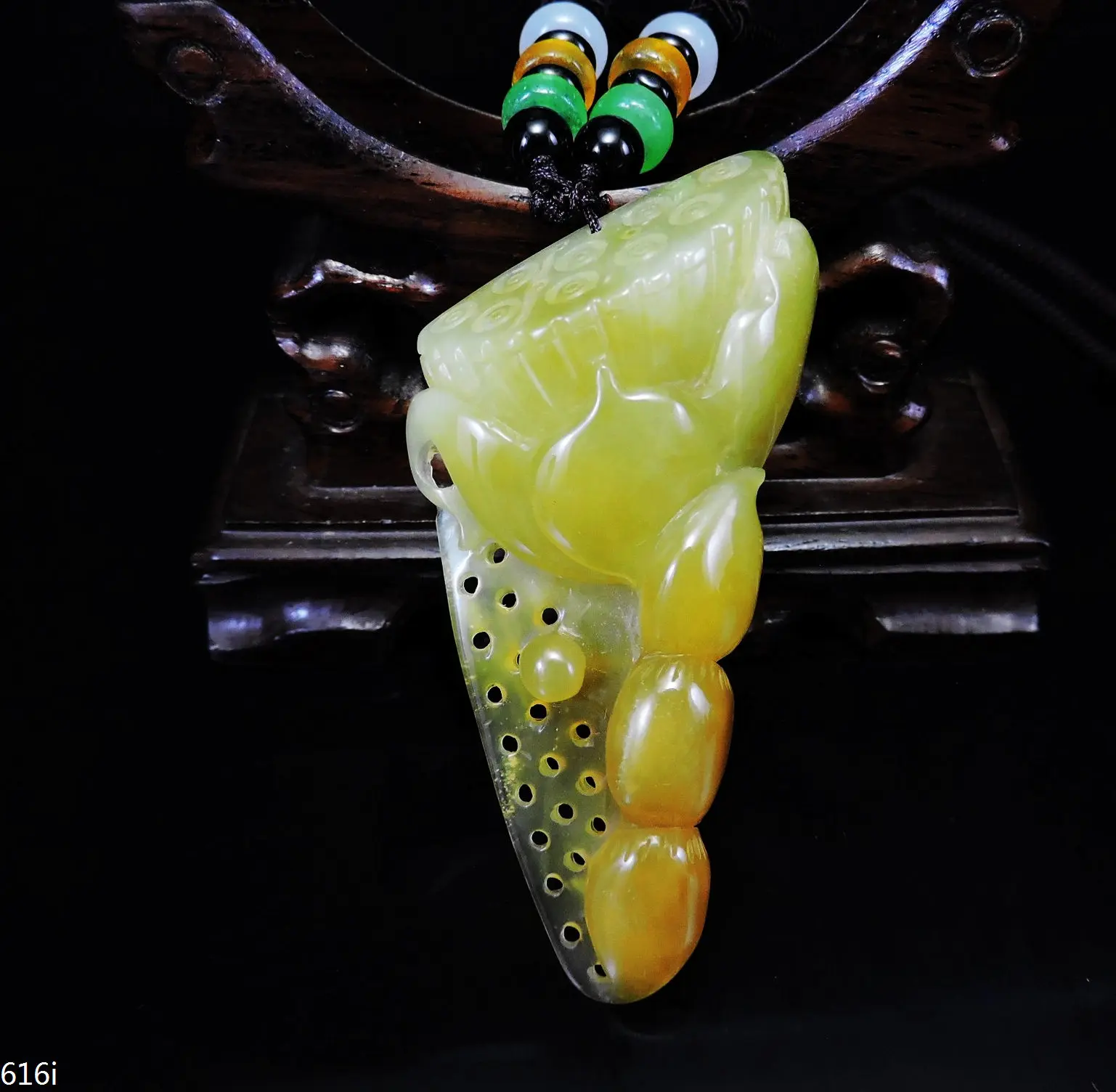 

Jade Jewelry Natural Jade Pendant Necklace Hand-Carved lotus Jadeite Necklace Pendant Gift No Treatment 616i