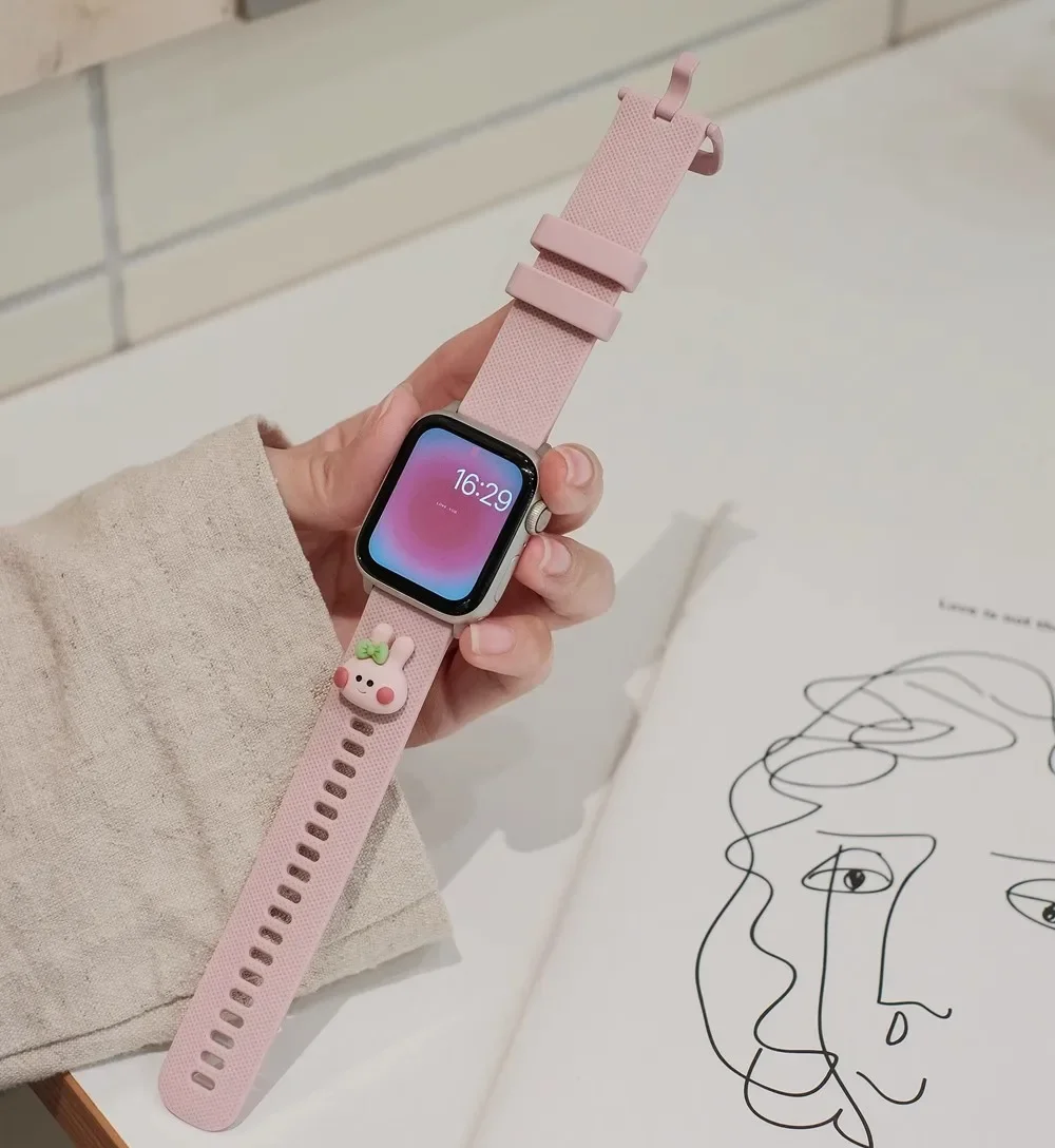 

Superior Silicone cartoon Strap For Apple Watch band for iwatch women Series 10/9/8/7/6/5/4/ 40mm 41mm 42mm 44mm 45mm 46mm 49mm