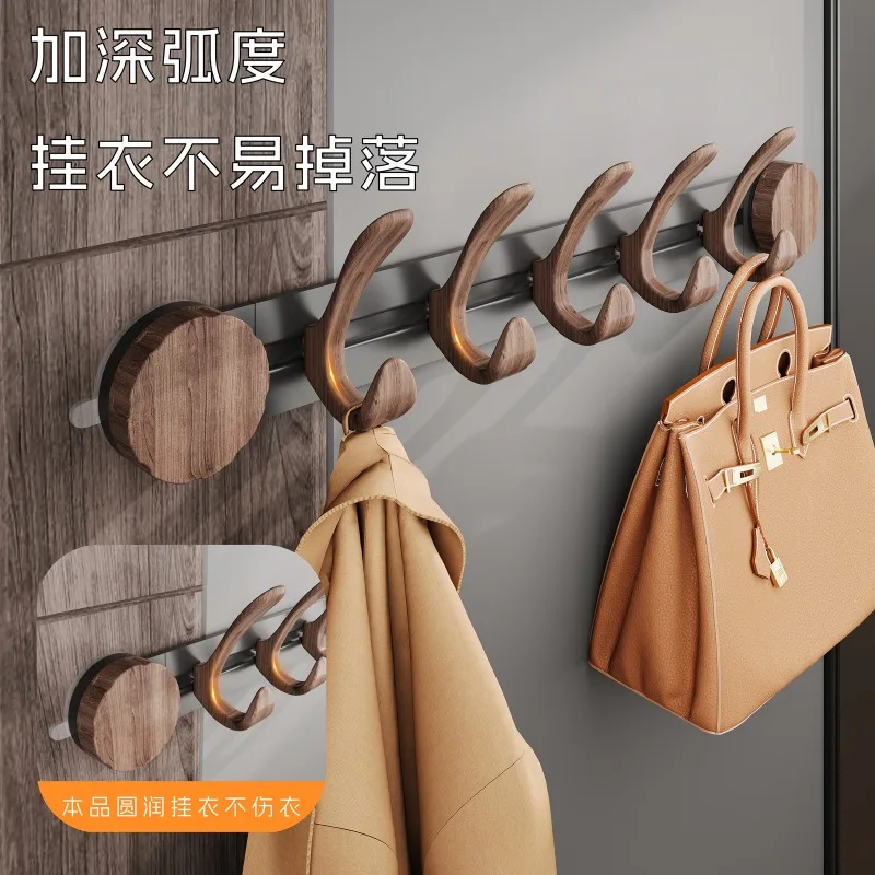 Suction cup door hook walnut pattern hanger free punching wall wall hanger wardrobe clothes storage artifact
