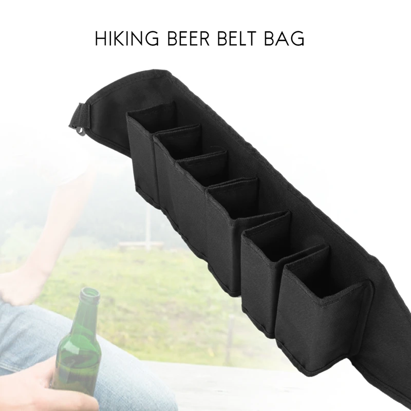 6 Pack Portable Bottle Waist Beer Belt Bag Wine Bottles Beverage Can Holder