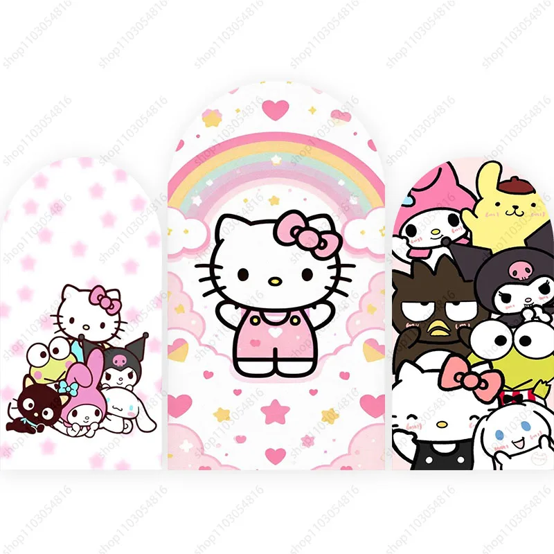 Sanrio Family Arch Photo Backdrop Arched Wall Hello Kitty Kuromi Birthday Party Baby Shower Doublesided Photography Background