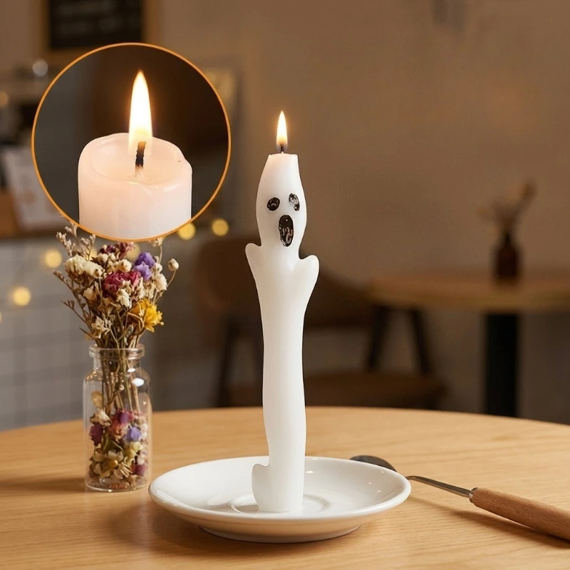 Halloween Ghost Long Pole Candle Gothic Ghost Candles Table Decorations Entryway Mantel Party Atmosphere Arrangement Candles