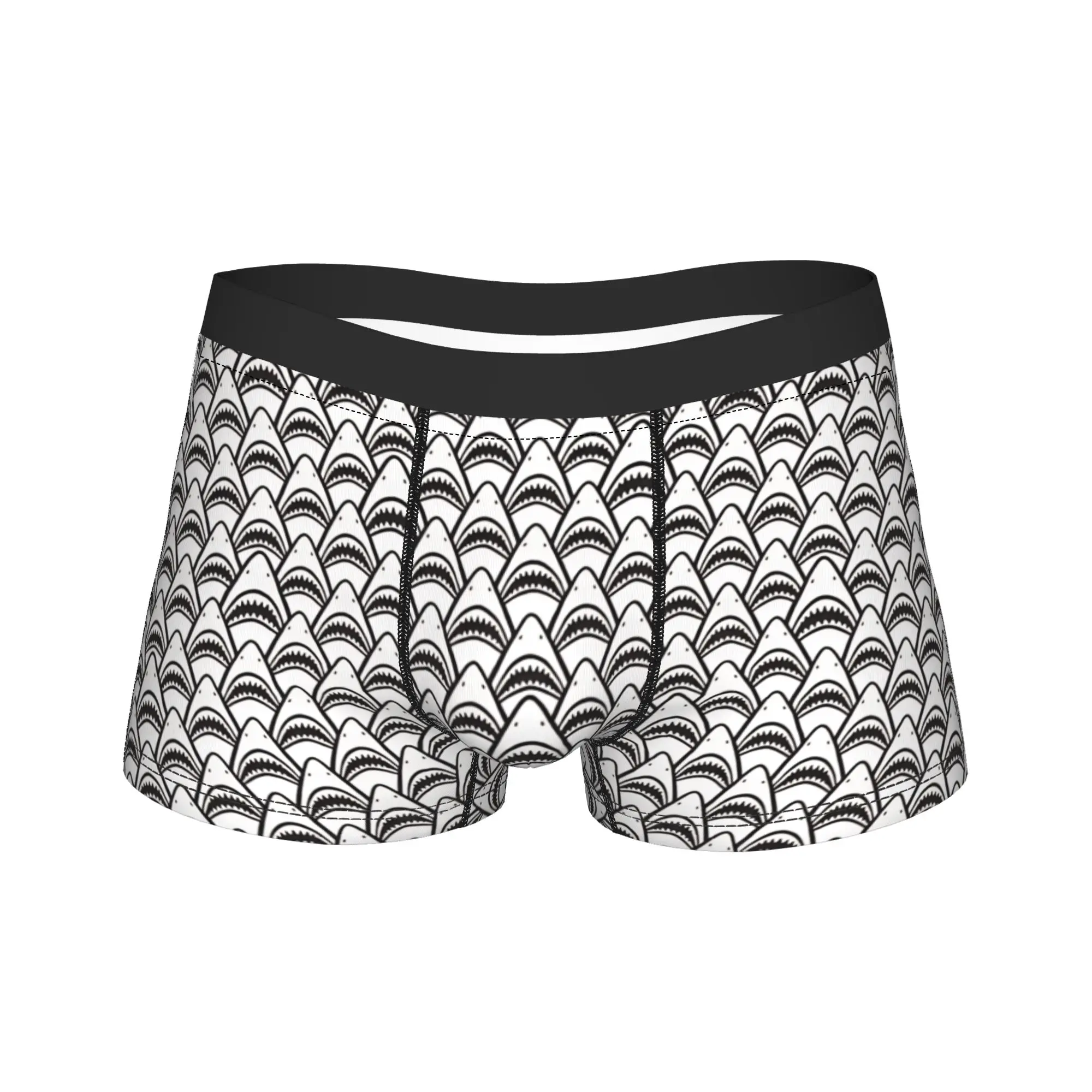 Shark Mouth Seamless Pattern Trunk  Pouch Underwear High Quality Printing Boxer Brief Soft Trend Men's Underpants Large Size