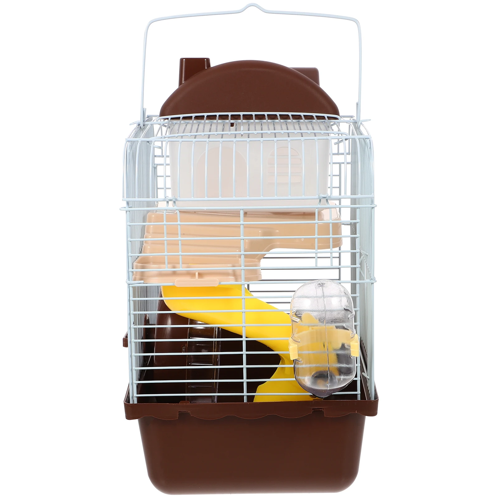 

1pc Pet Cage Hamster House Small Large Size Brown Travel Leakproof Water Jug Running Wheel Multifunctional Design Top