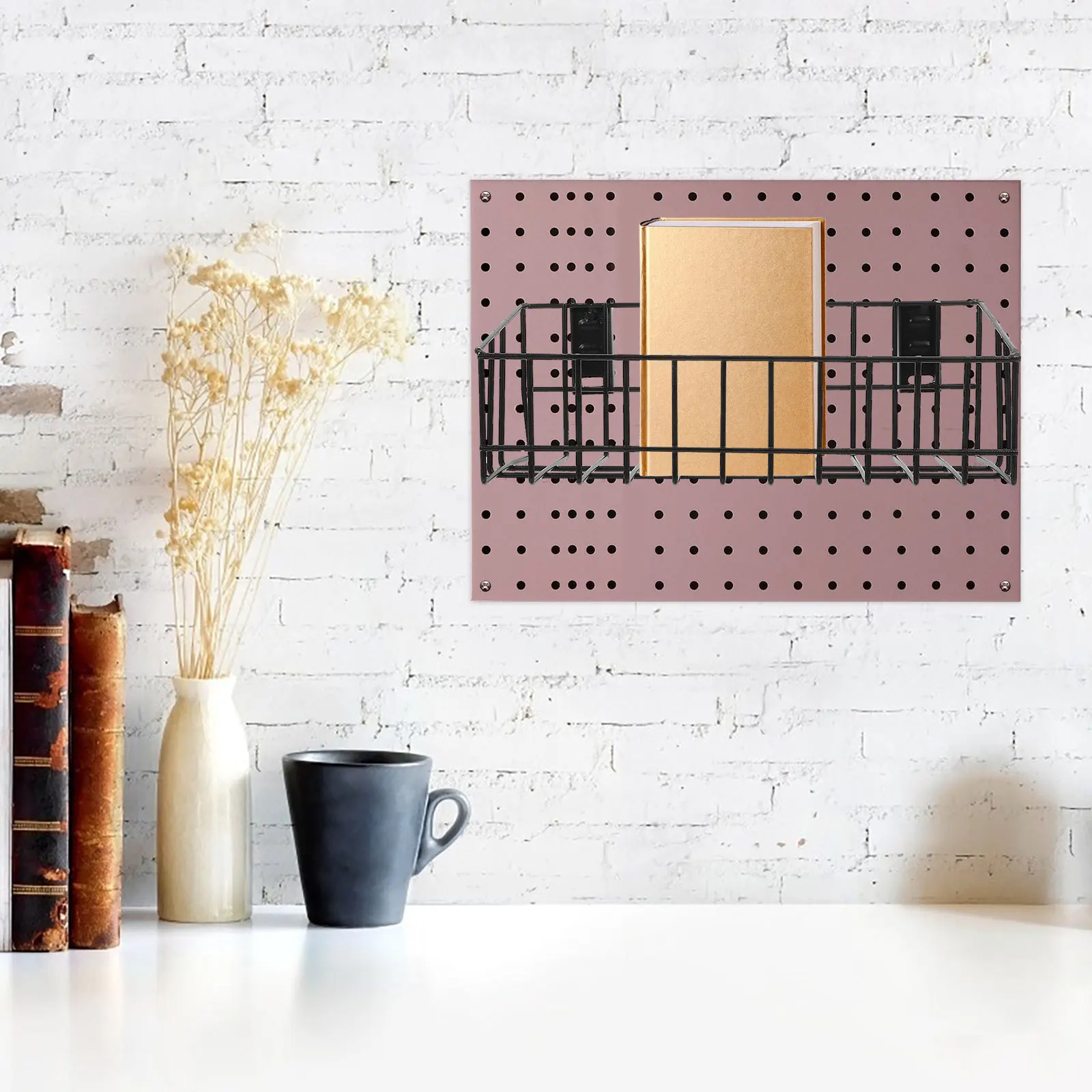 

Small Bookshelf For Desk Wire Book Shelf Lightweight Hanging Rack Scratch-Resistant Surface Easy Install Book Organizer Office