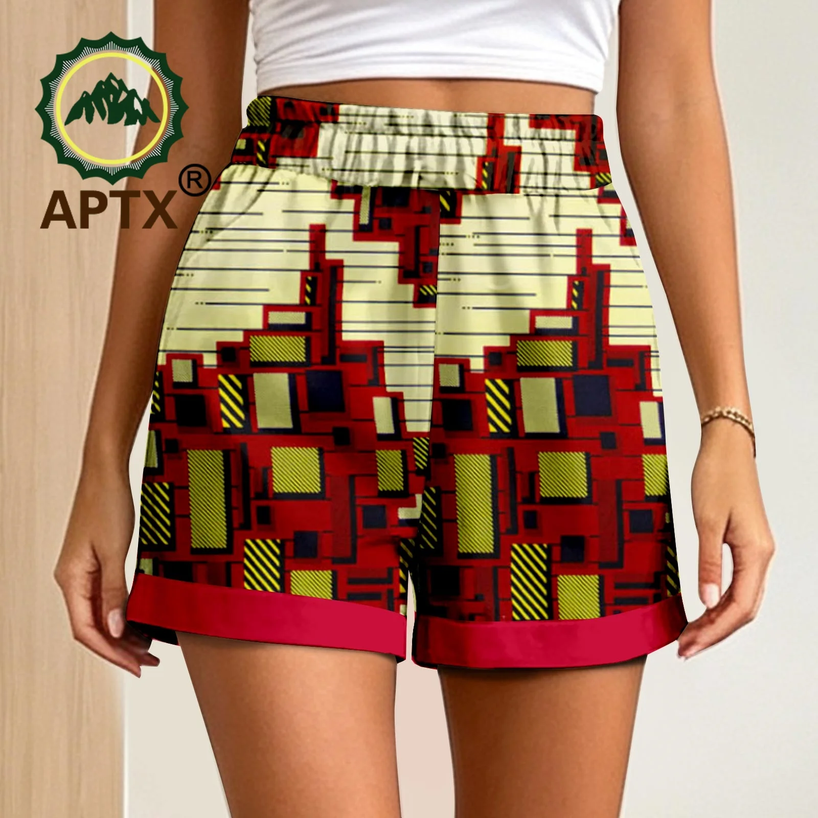 Women African Print Shorts High Waist Pattern Cotton Dashiki Summer Beach Patchwork Casual Loose Pockets Dashiki Casual 2621011