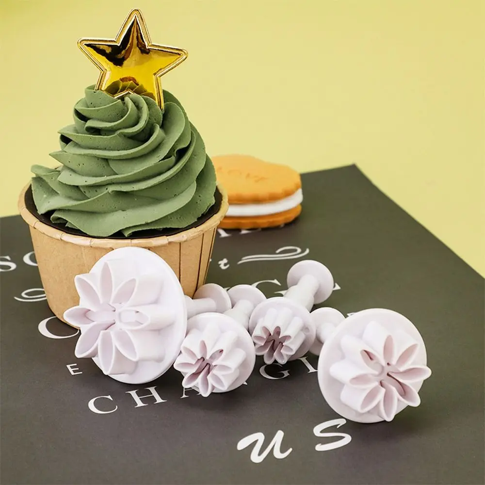 

4Pcs Durable Daisy Flower Cake Decoration Cake Cutter Plunger Mould Fondant Mold Cookie Mold
