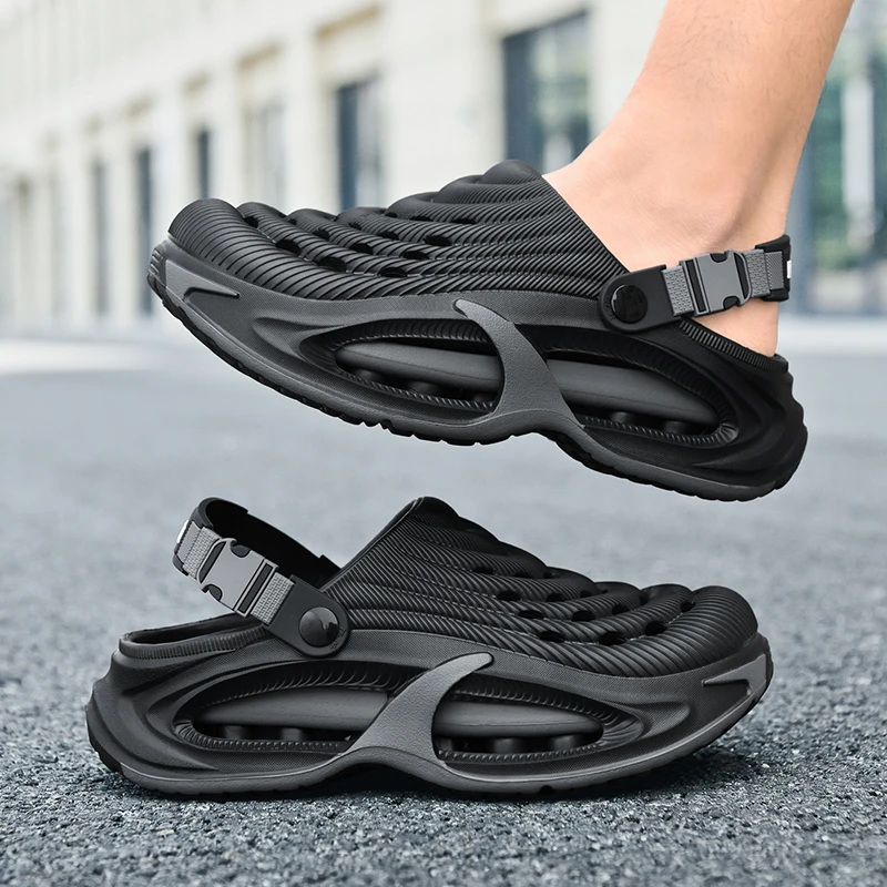 Men's Air Cushion Clogs Platform Chunky Slippers Fashion Summer EVA Breathable Garden Shoes Outdoor Non-slip Beach Sandals
